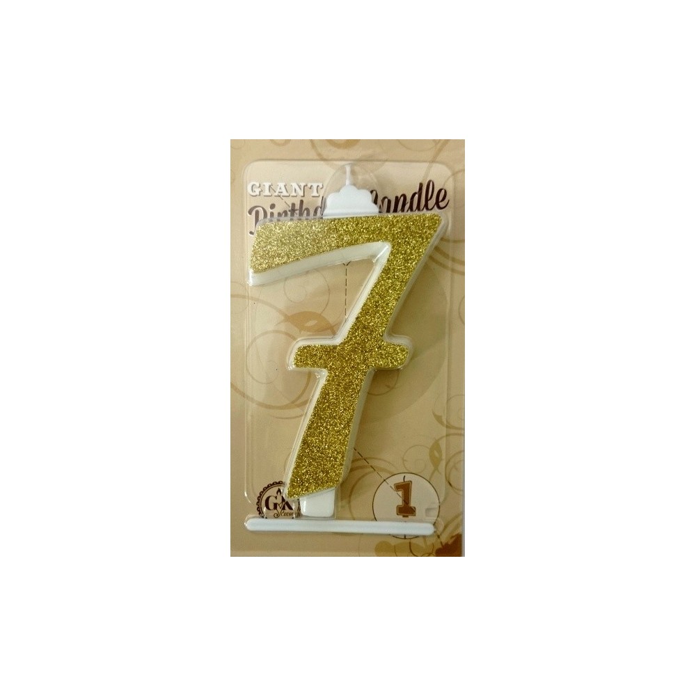 Cake candle large - sparkle gold - 7