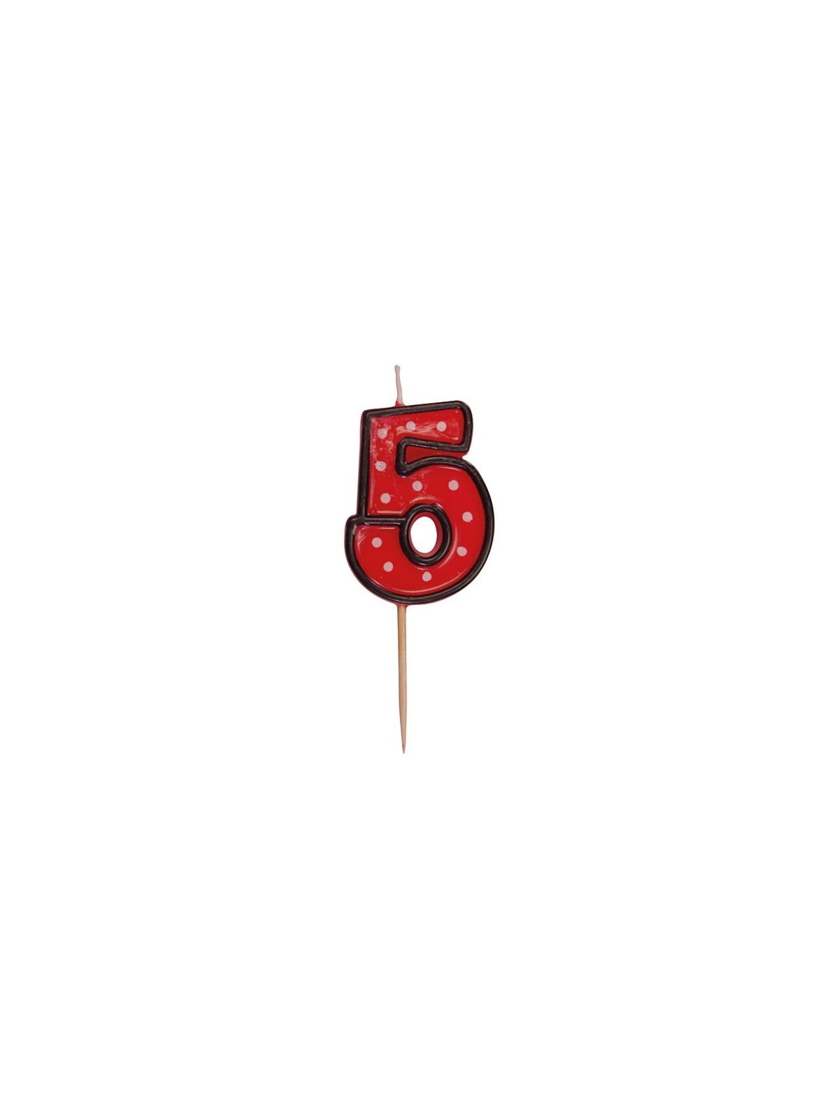 Party Numeral red candle on a stick - 5