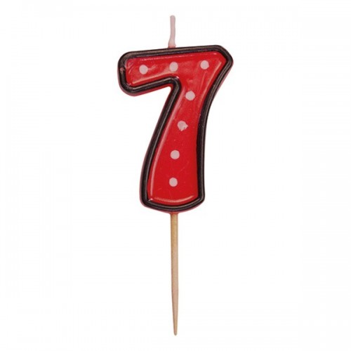 Party Numeral red candle on a stick - 7