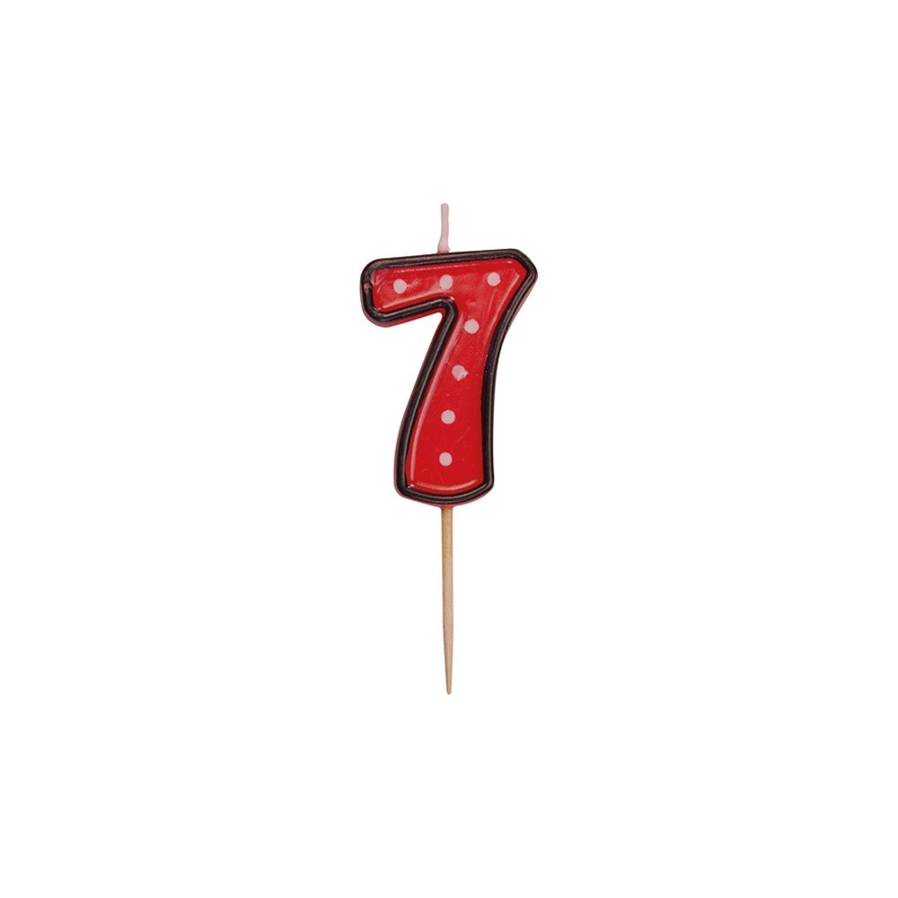 Party Numeral red candle on a stick - 7