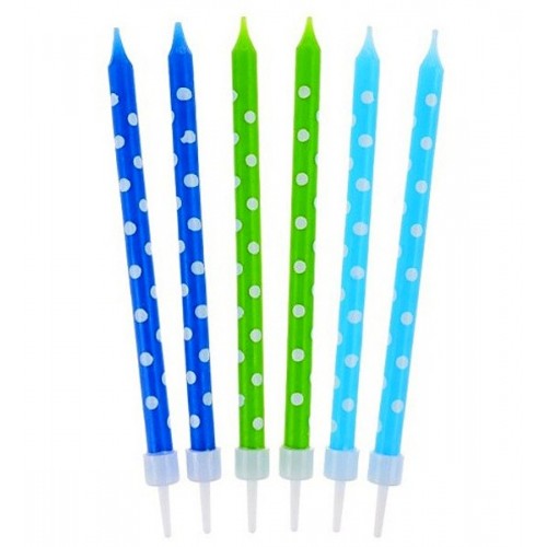 Cake candle polka dots - blue - 24pcs