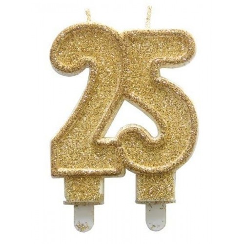 Geburtstagskerze Jubiläumsgold - 25. Jahrestag