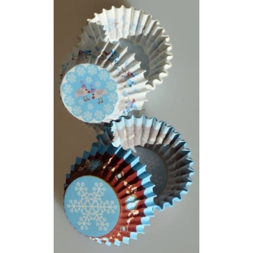 Cukrářské košíčky MINI - modré vánoční - 50ks
