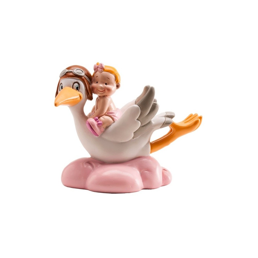 Die Geburt des Babys - fliegender Storch - rosa