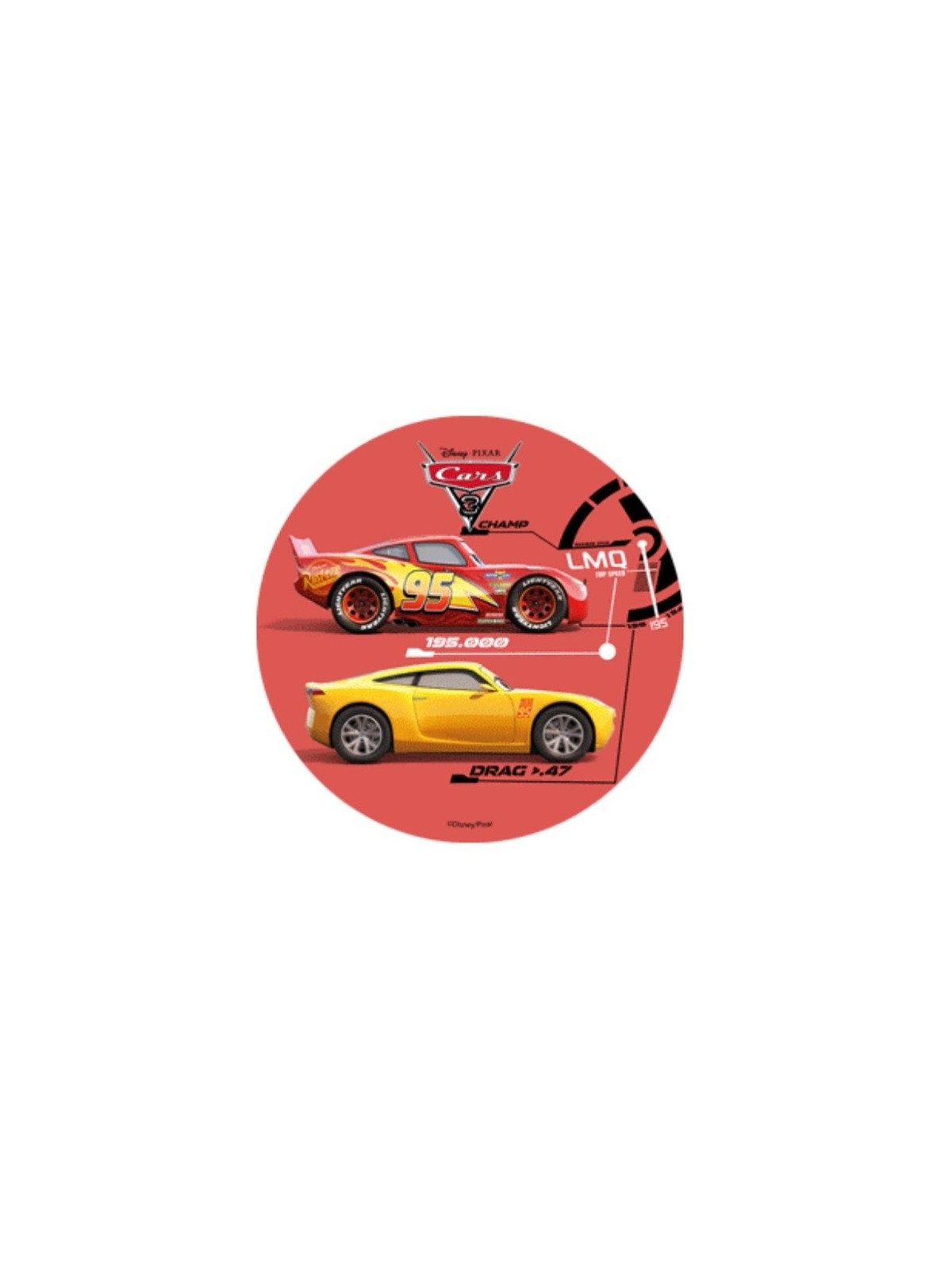 Edible paper Round - Cars   - red