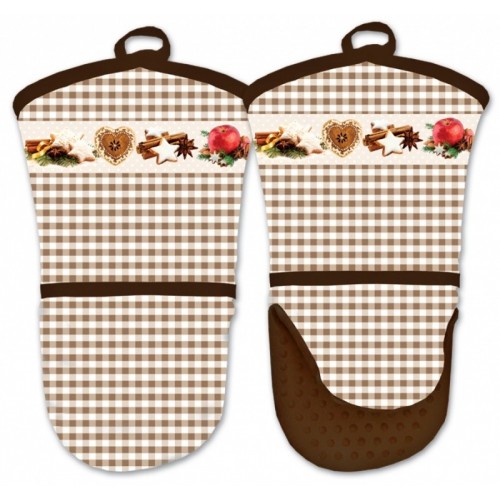 Kitchen gloves with silicone palm - Christmas Brown