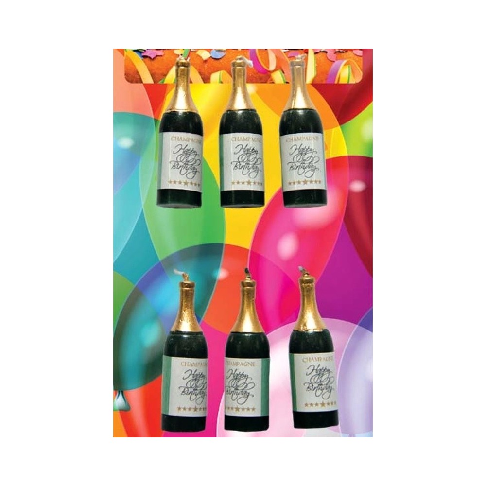 Champagne bottle candles, set of 6