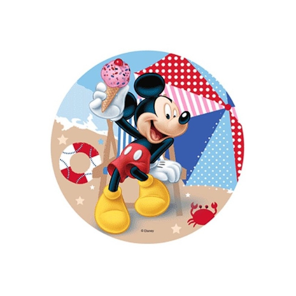 Jedlý papír kulatý - Mickey Mouse - pláž