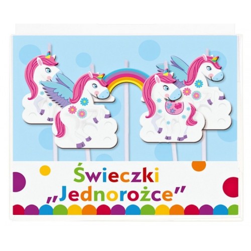 Dortová svíčka mini -  Unicorn + duha - 5ks