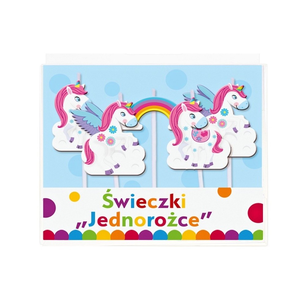 Dortová svíčka mini -  Unicorn + duha - 5ks