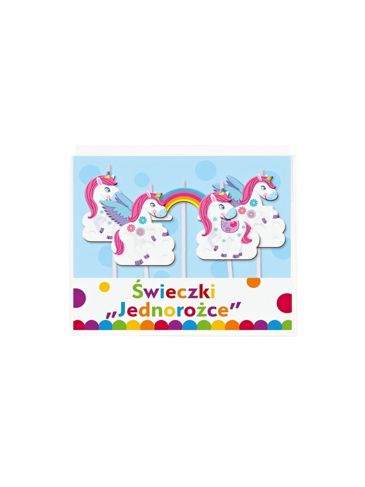 Cake candle mini - Unicorn + rainbow - 5pcs