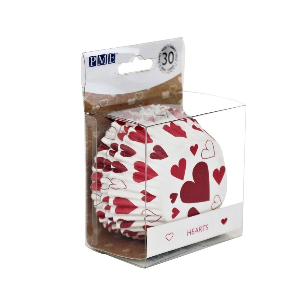 PME Foil Lined Baking cups - Hearts - 30 pcs