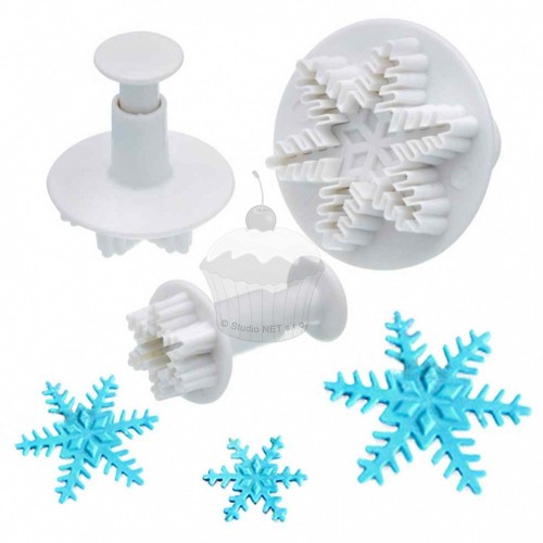 Snowflake - set of 3 cookie cutter with stamp