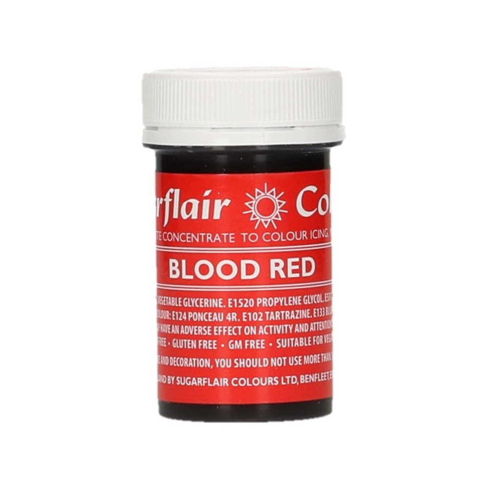 Sugarflair paste colour - gelová barva - červená - Blood red  25g