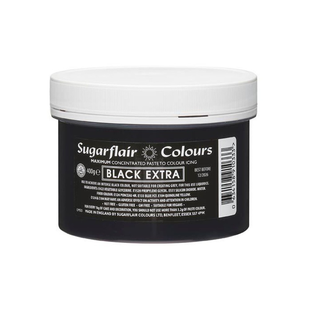 Sugarflair MAXIMUM concentrated gelová barva Black extra  XXL - černá - 400g