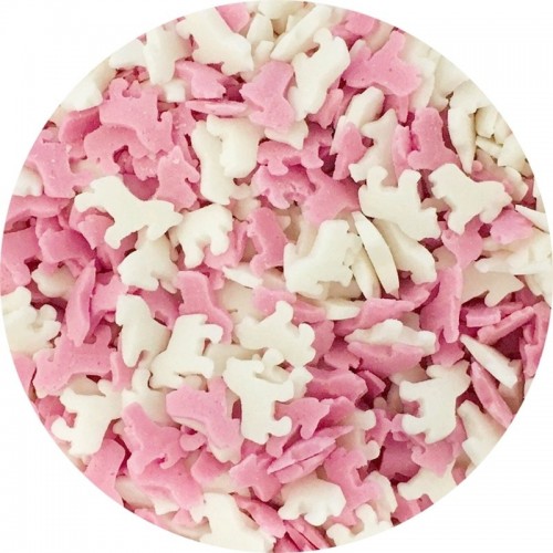 Unicorn Sugar Decorations - Pink / White - 100g