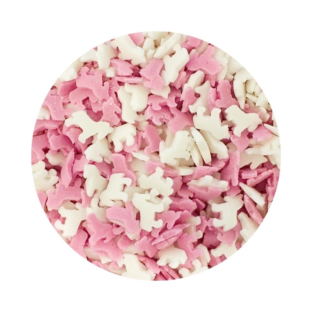 Sugar decoration - unicorns - pink / white - 100g