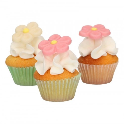 FunCakes marzipan decoration - flowers - pink / white - 12pcs