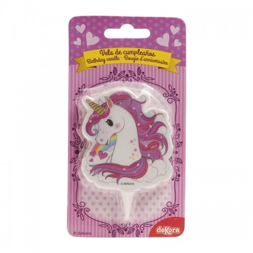 Decorative cake candle - Unicorn pink 2D - 1 piece