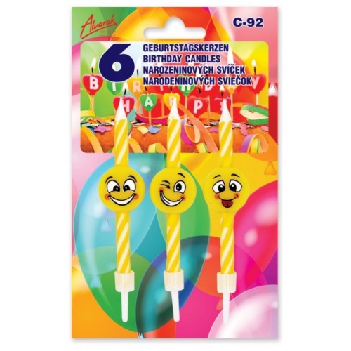 Torten Kerze Mini - verrücktes Emoticon 6pcs