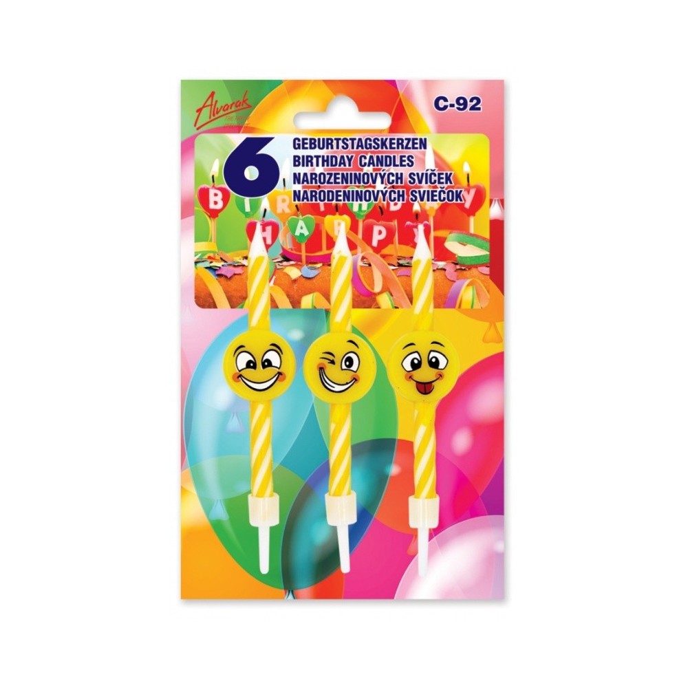 Torten Kerze Mini - verrücktes Emoticon 6pcs