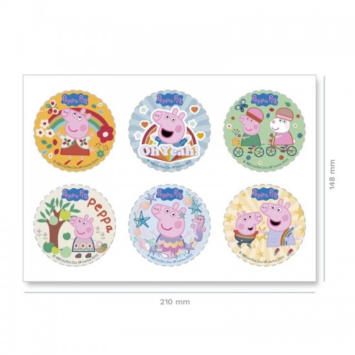 Dekora - Peppa Pig Essbare Zuckerscheibe Cake Toppers - 6 Scheiben - 5,8 cm