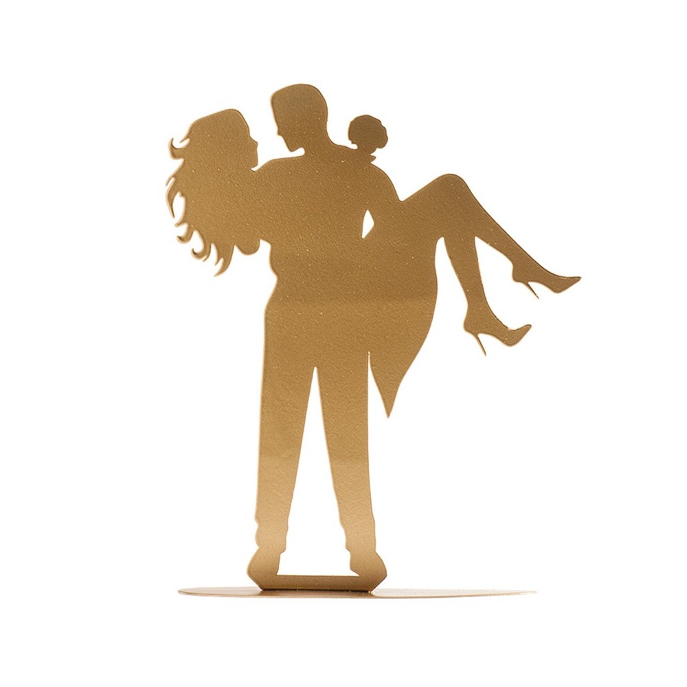 Svatební figurky - zlatá silueta - v náruči - 18cm