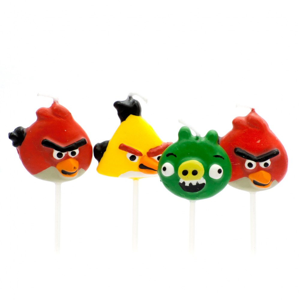 Dortové svíčky Angry Birds 4ks