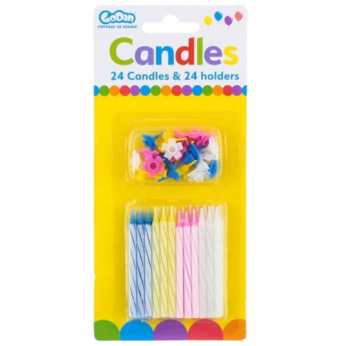 Birthday candles - spiral narrow - 24pcs / 5.5cm