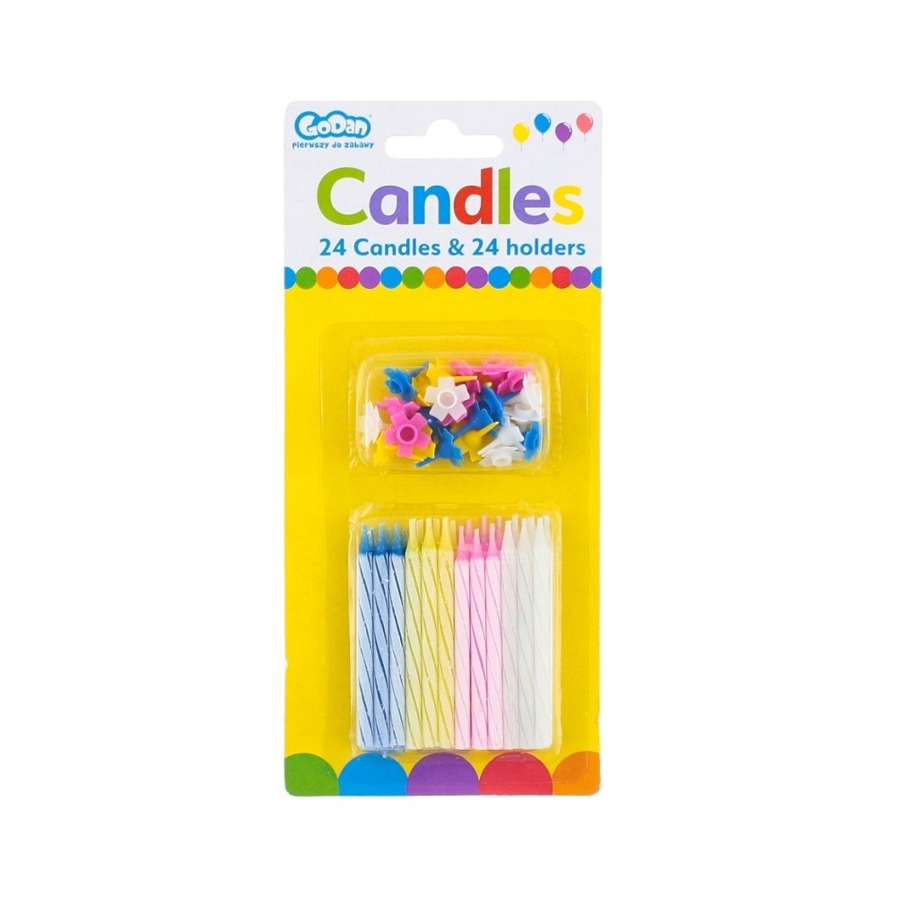 Birthday candles - spiral narrow - 24pcs / 5.5cm